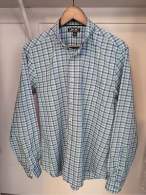 Blade + Blue Men's Plaid Button-Down Shirt - Blue & Green